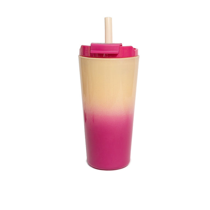 Double-Wall Vacuum Insulated Travel Tumbler With Leakproof Flip Straw Lid And Silicone Stopper