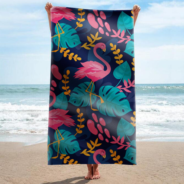 Beach towel with tropical flamingo pattern Bowlift