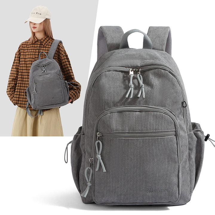 Textured Corduroy Travel Backpack Bowlift