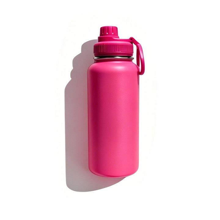 Insulated stainless steel water bottle with wide mouth and silicone carry loop Bowlift