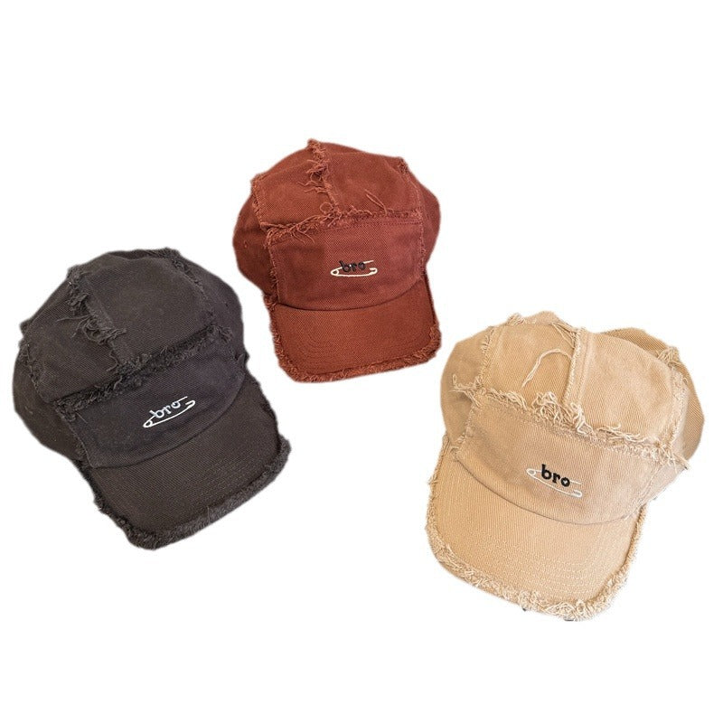 Men's Distressed Denim Snapback Cap Bowlift
