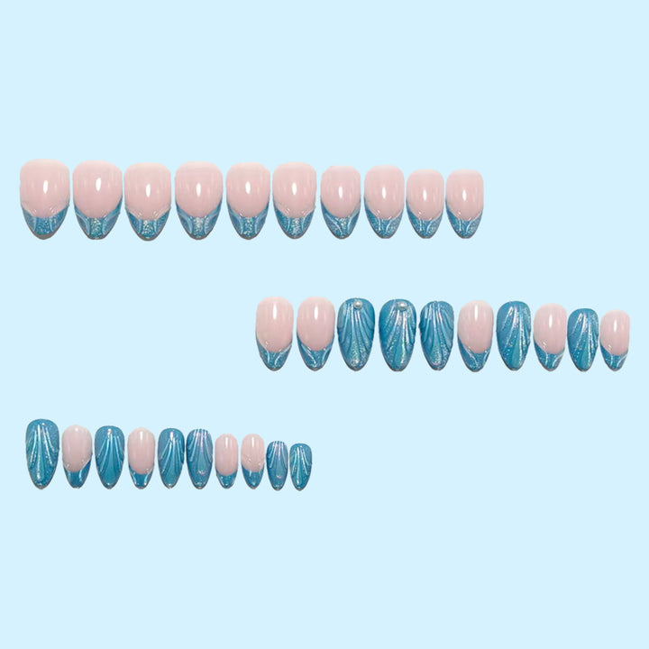 Artificial nails with glitter and wave design Bowlift