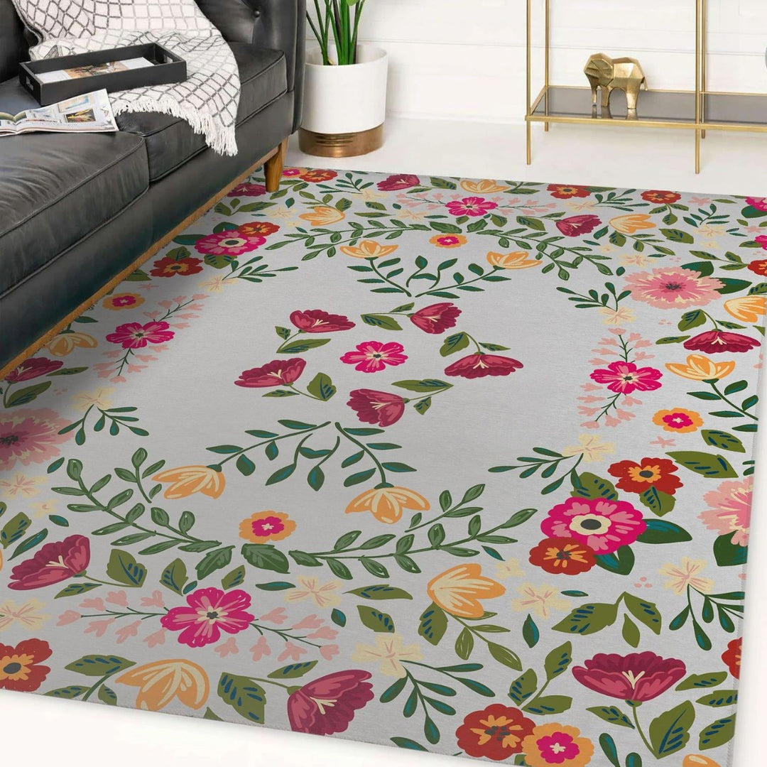 Floral Patterned Area Rug Bowlift