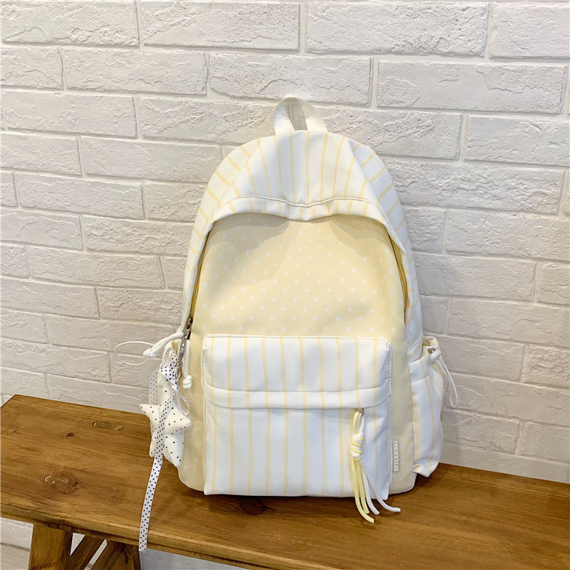 Charming Striped Patterned Backpack Bowlift