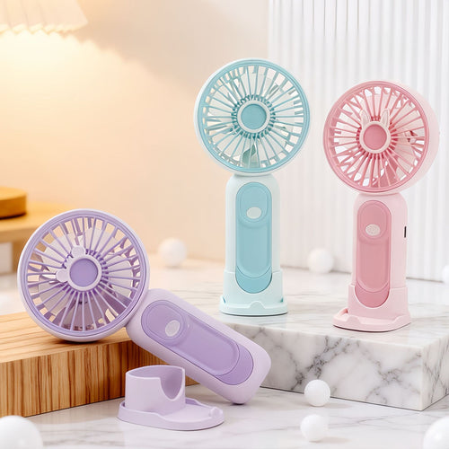 Unisex rechargeable cordless handheld fan with USB port and detachable stand Bowlift