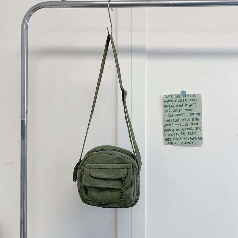 Compact Corduroy Crossbody Bag Bowlift
