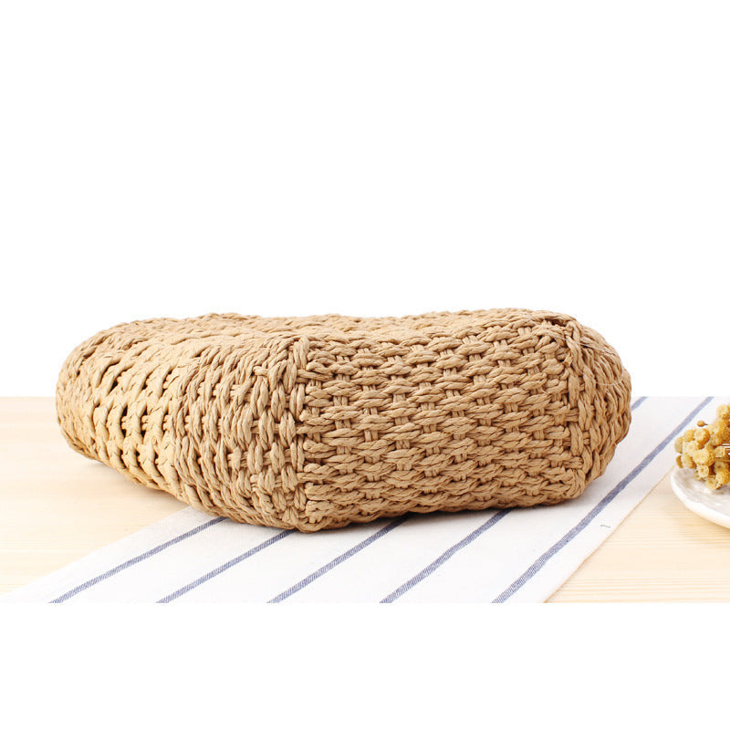 Braided handbag made of natural raffia with robust carrying straps Bowlift