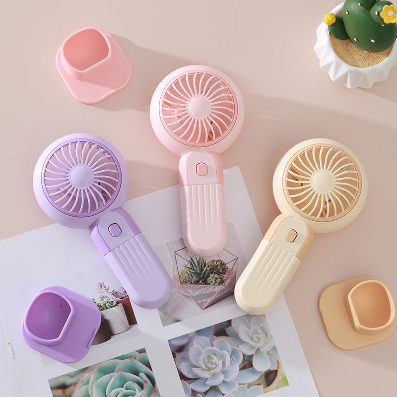 Ladies Portable Hand Fan with Flexible Stand Base Bowlift