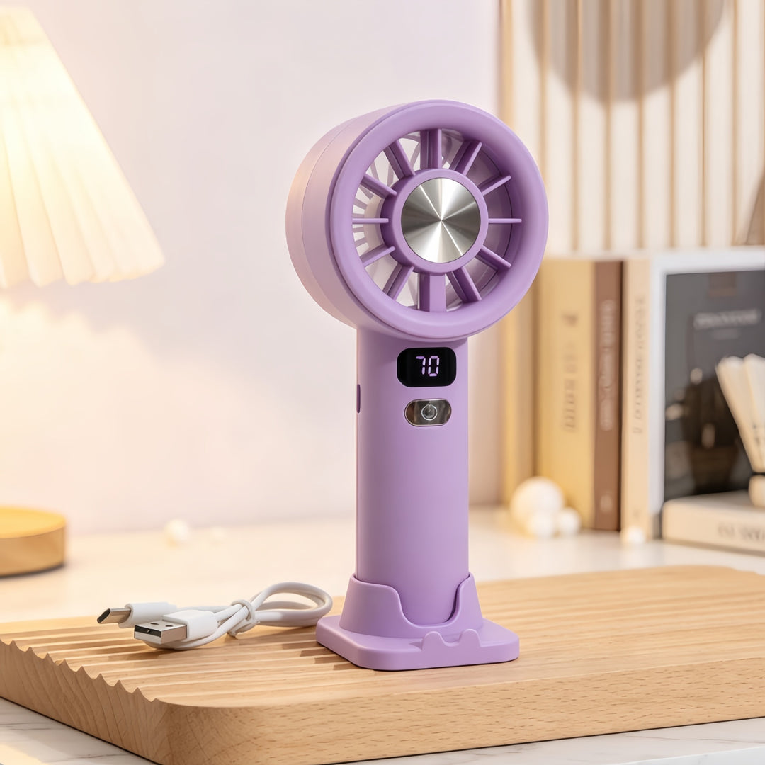 Portable Handheld Fan with Precise Speed Control and LED Display Bowlift