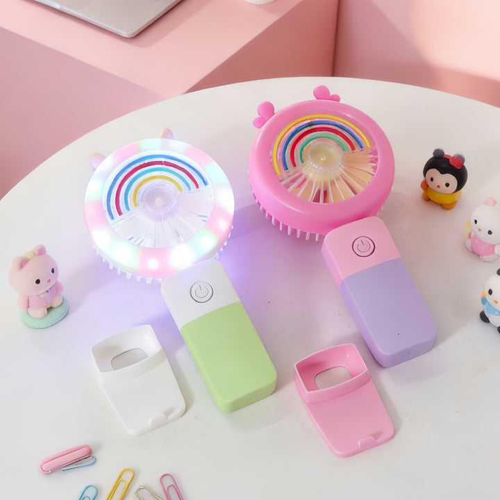 Portable LED Hand Fan with Multifunctional Lighting Bowlift