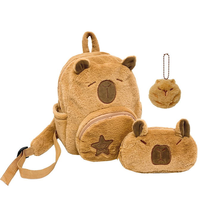 Plush backpack with animal motif and practical compartments Bowlift