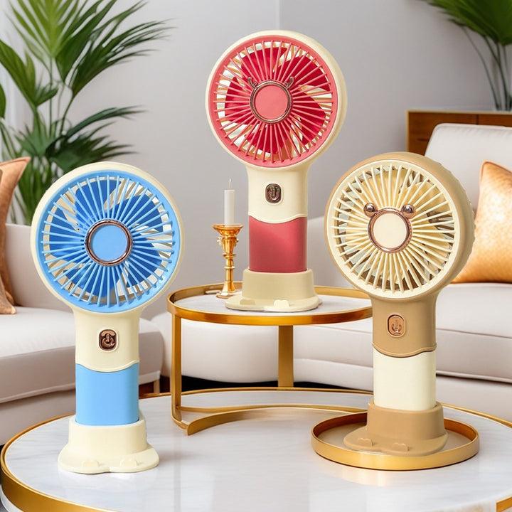 Ladies portable hand fan with playful bear design Bowlift