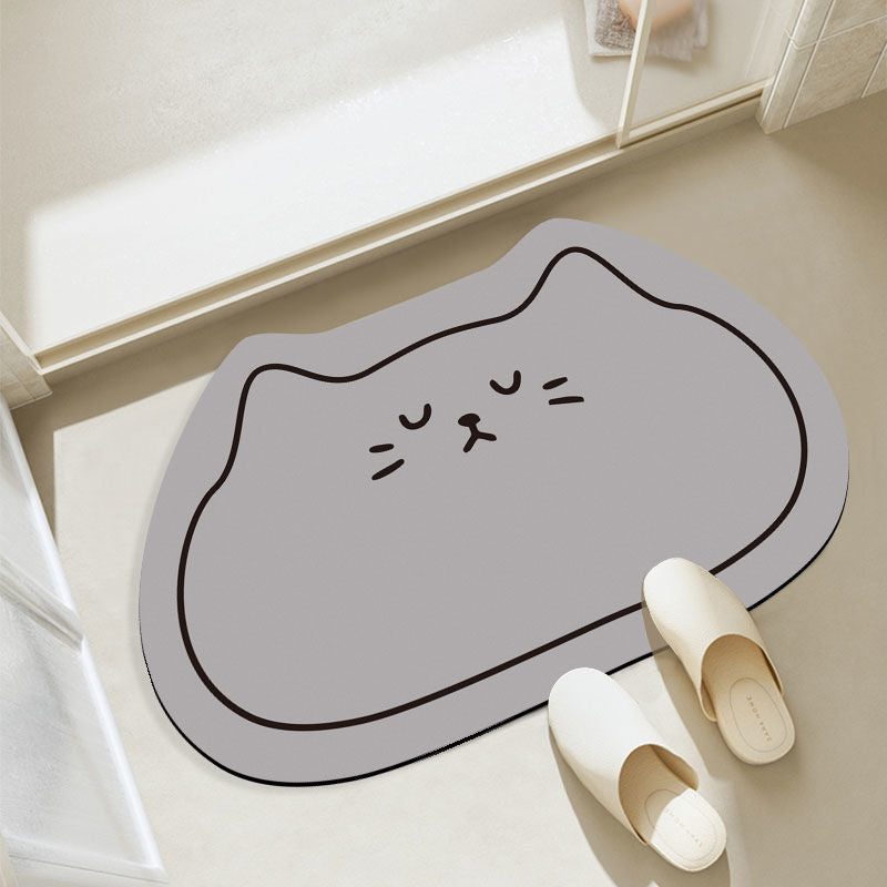 Cat-Themed Plush Bath Mat Bowlift