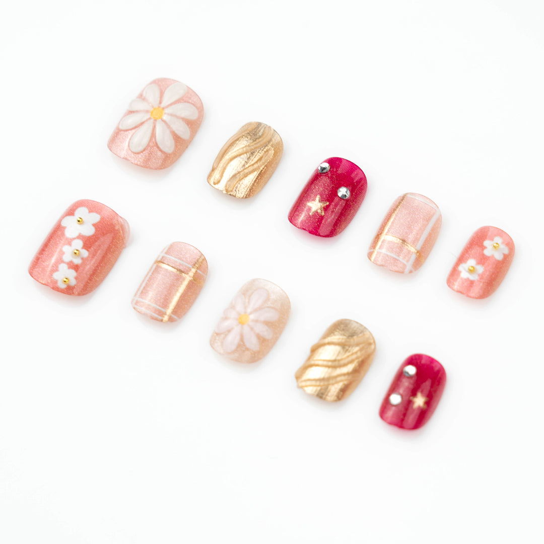 Floral Decorative Press-On Nail Art Bowlift
