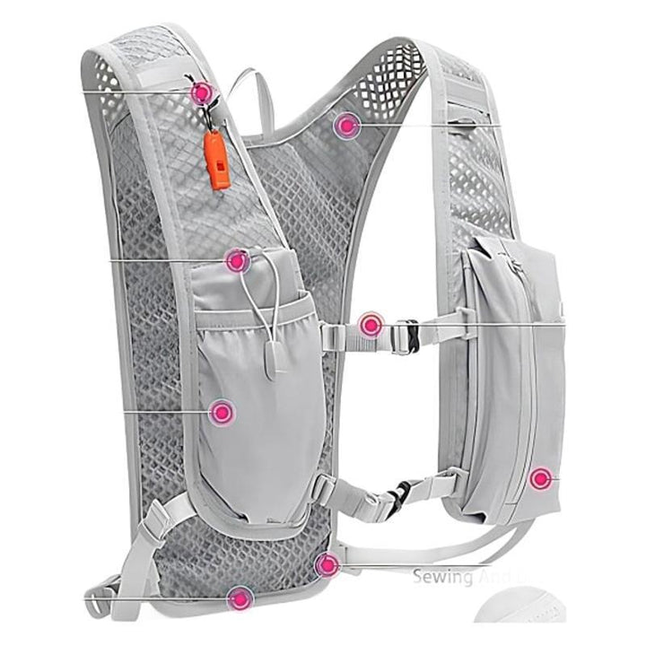 Sporty hydration backpack with mesh inserts and multiple compartments Bowlift