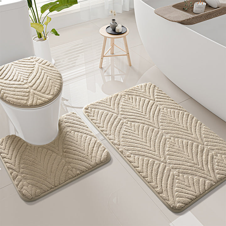 Thick Textured Bathroom Mat Set Bowlift