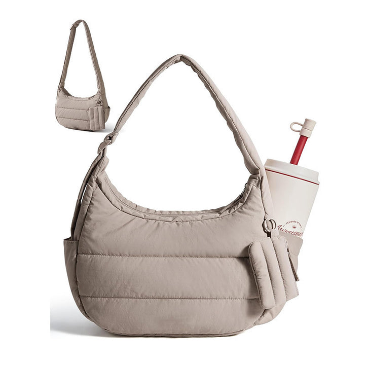 Practical shoulder bag with insulating properties and drink compartment Bowlift