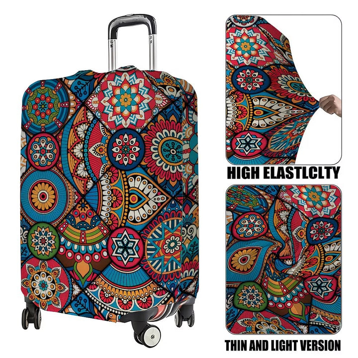 Unisex nan elastic suitcase cover with mandala pattern and telescopic handle compatibility Bowlift