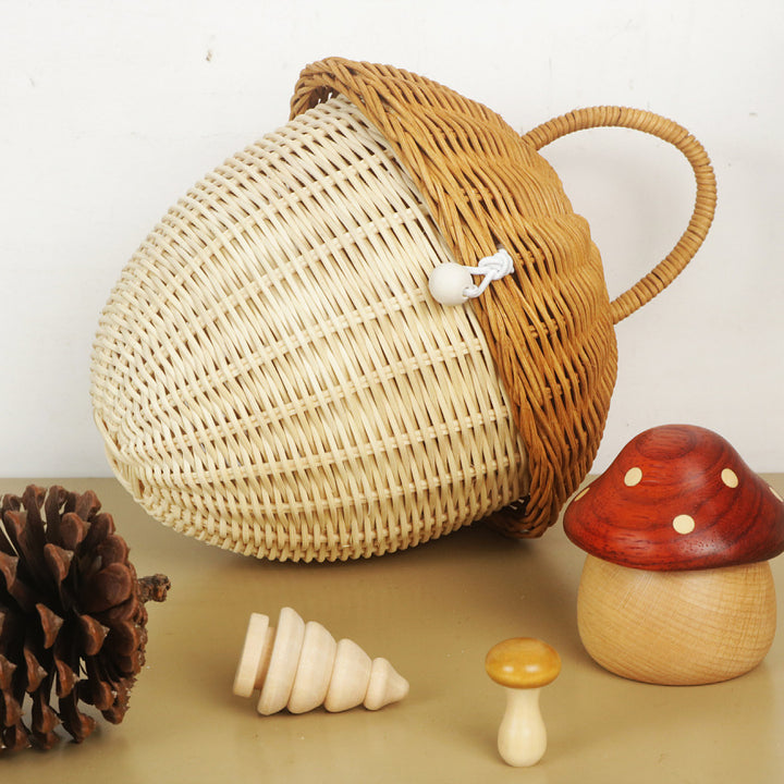 Whimsical Mushroom-Shaped Woven Storage Basket Bowlift