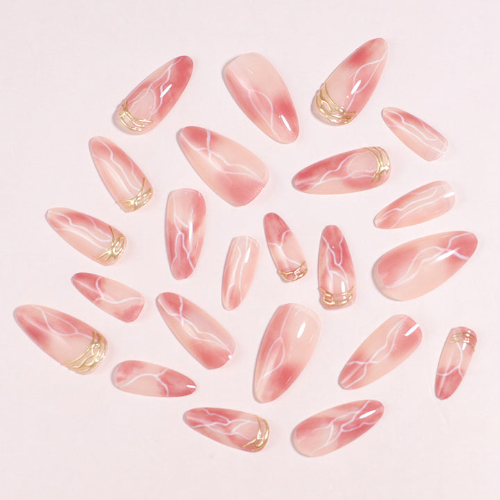 Premium Marble Effect Press-On Nail Set Bowlift