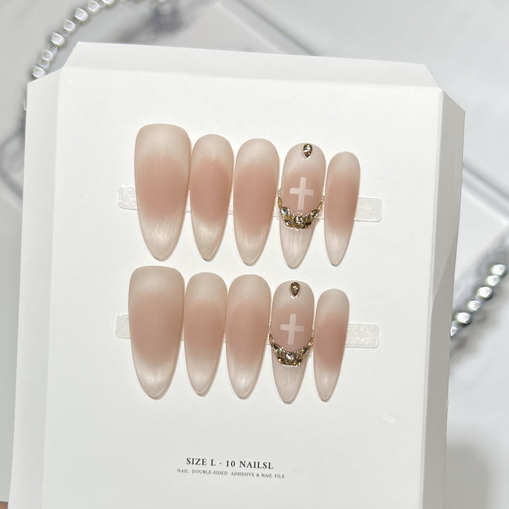 Elegant Stiletto Press-On Nail Art Set with Crystal Accents Bowlift