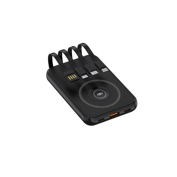 Portable charger with multidimensional charging cable system and wireless charging function Bowlift