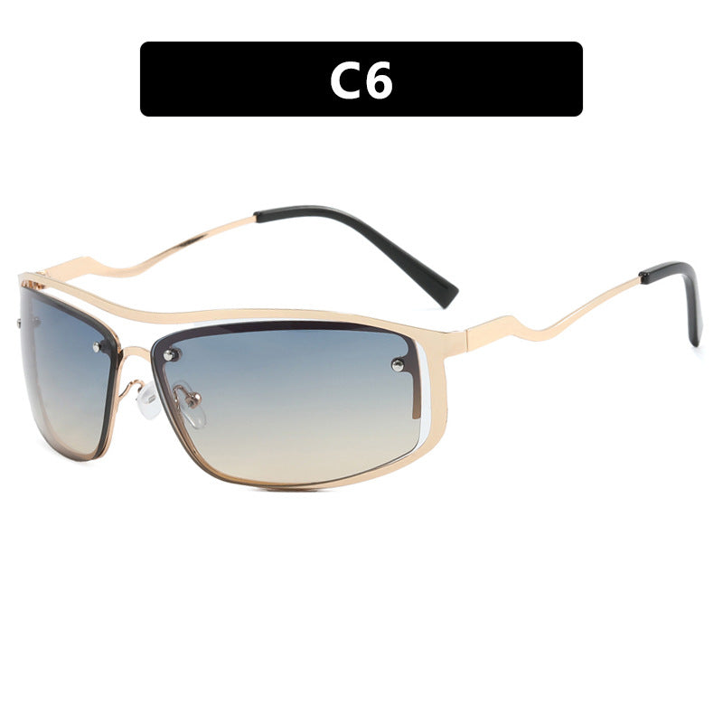 Women’s futuristic sunglasses with an elegant metal frame and high-transparent lenses Bowlift