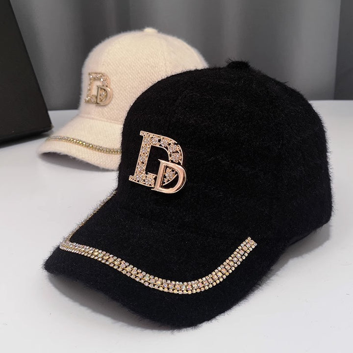 Women's Luxurious Embellished Wool Baseball Cap Bowlift