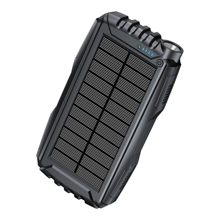Solar-powered power bank with LED flashlight and sturdy housing Bowlift