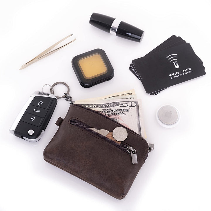 Compact Leather Zippered Cardholder Bowlift