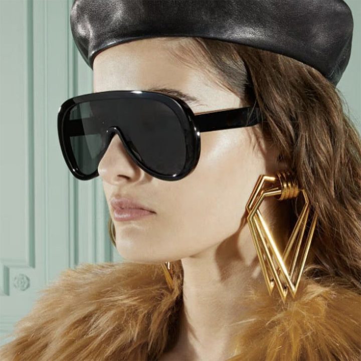 Women’s futuristic sports sunglasses with wide lens and UV protection Bowlift