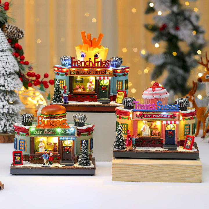 Decorative LED Ice Cream Shop Figurine Bowlift