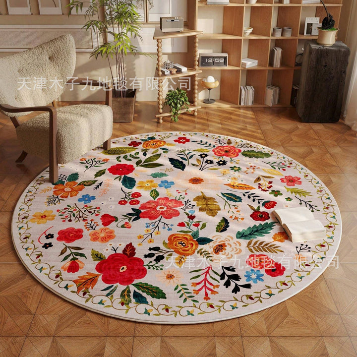 Round Floral Area Rug