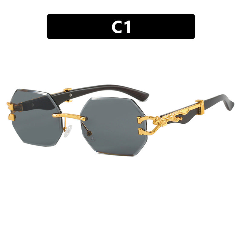 Women's fashionable sunglasses with extravagant octagonal design and golden accents Bowlift