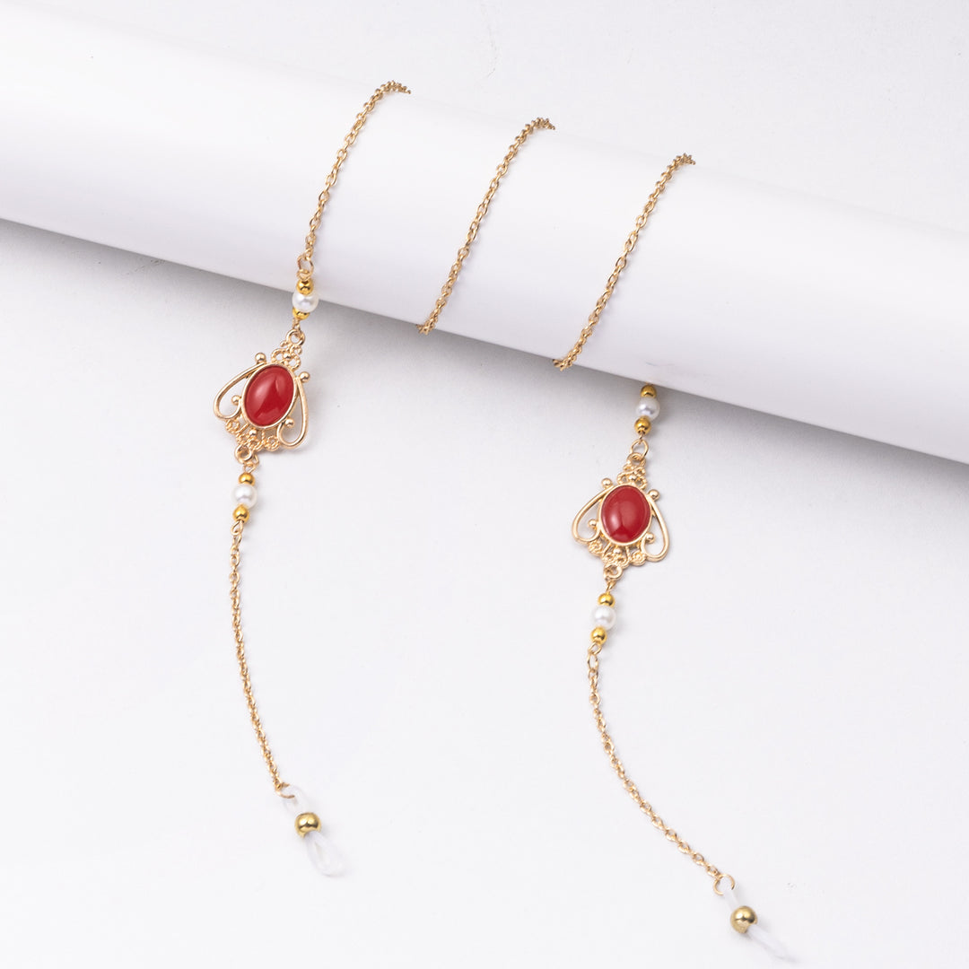 Elegant Eyewear Chain with Decorative Gemstones Bowlift
