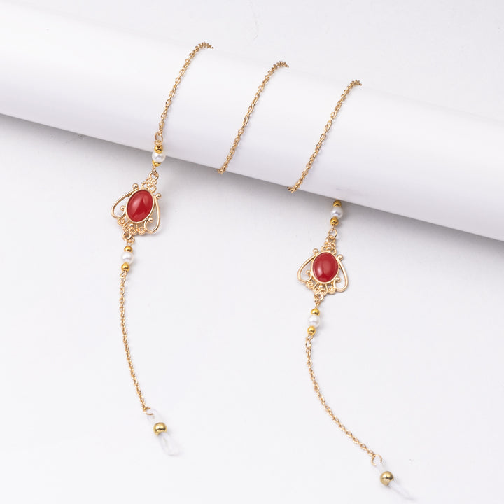 Elegant Eyewear Chain with Decorative Gemstones Bowlift