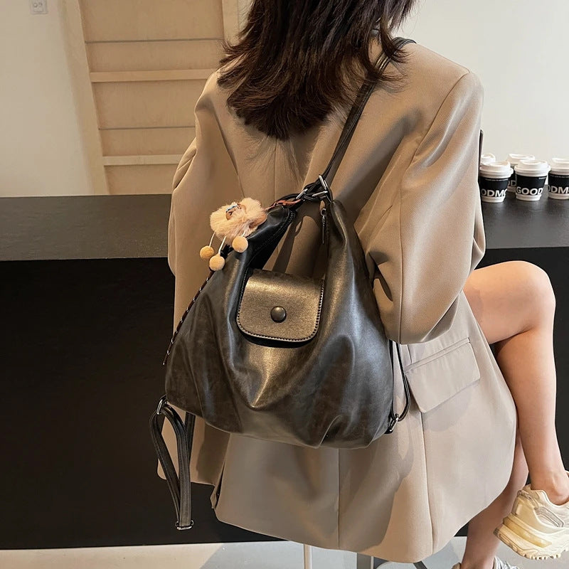 Chic Textured Leather Hobo Bag Bowlift