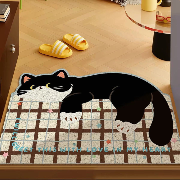 Playful Cat-Shaped Welcome Mat