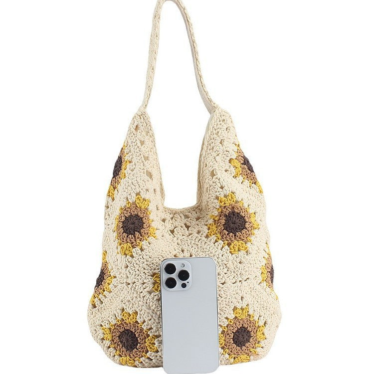 Handcrafted crochet bag with sunflower pattern Bowlift
