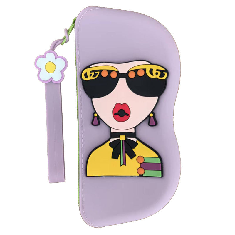 Molded silicone protective sunglasses case with paracord wrist strap and 3D floral eyewear applique Bowlift