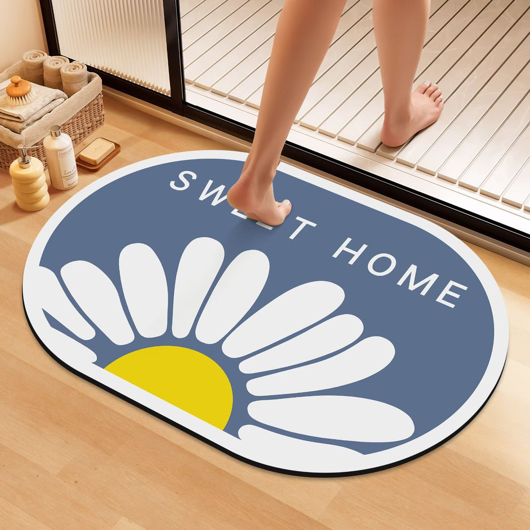 Artistic Floral Bath Mat Bowlift