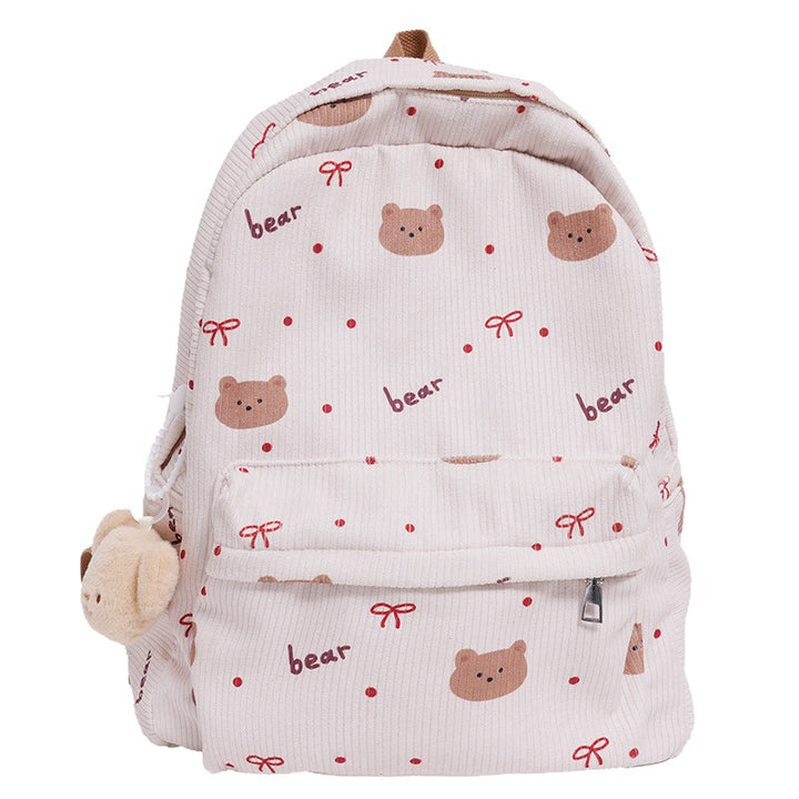 Backpack with Playful Bear Design and Practical Compartments Bowlift