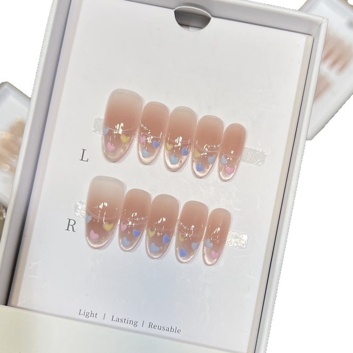 Heart-Themed Stiletto Press-On Nail Set Bowlift
