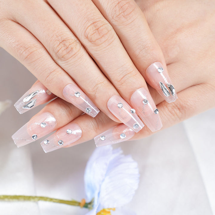 Glamorous Rhinestone Press-On Nails Bowlift