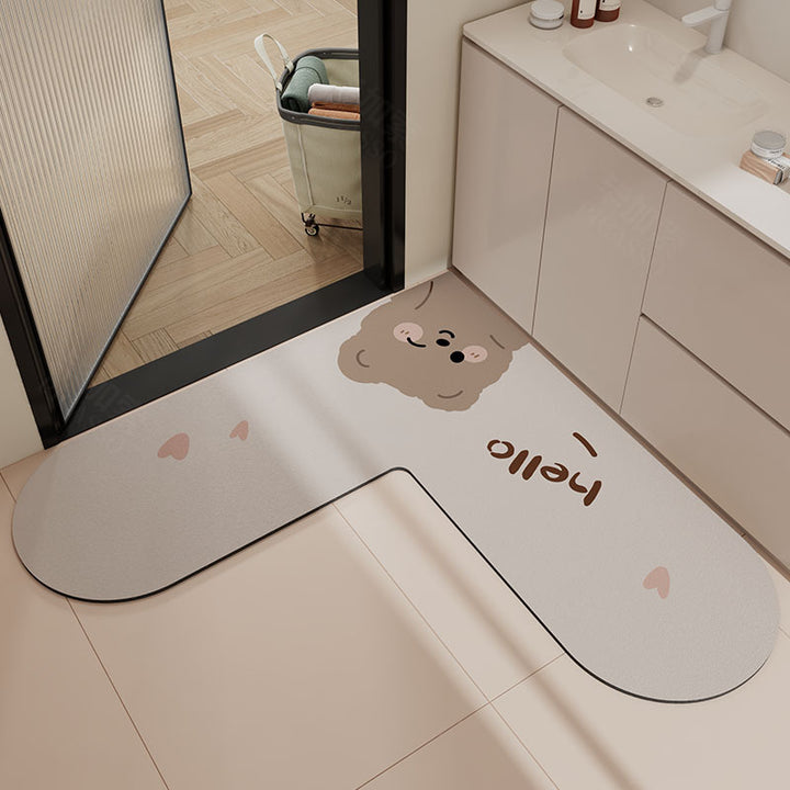 L-Shaped Non-Slip Bathroom Mat Bowlift