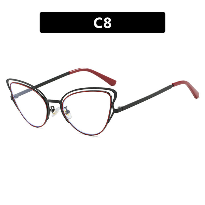 Women's Cat-Eye Glasses with Elegant Metal Frame and Comfortable Fit Bowlift