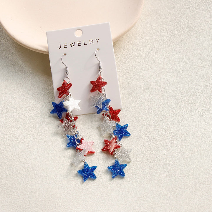 Ladies nan long glitter earrings with multi-layered star cascade Bowlift