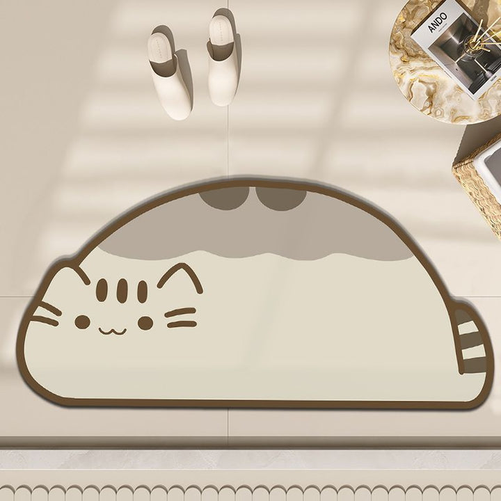 Fun Cat-Themed Decorative Floor Mat Bowlift