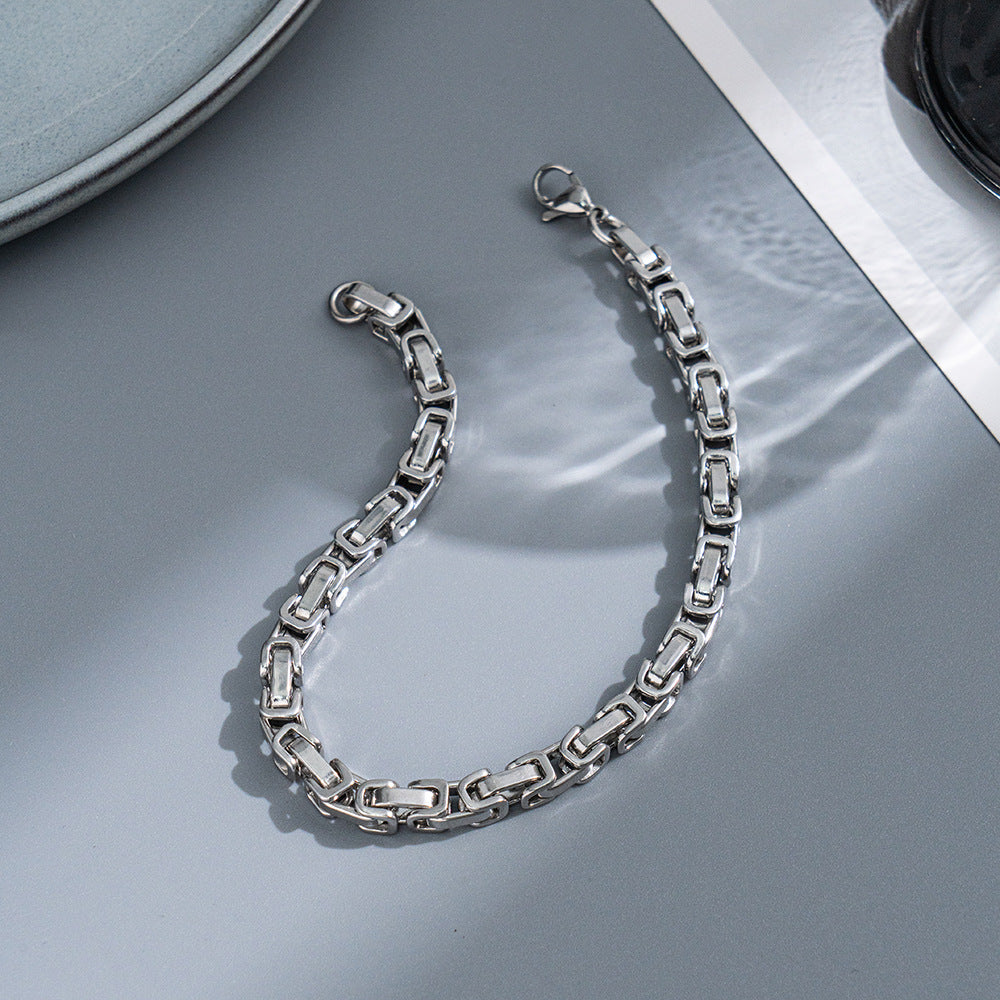 Chunky Rectangular Link Chain Bracelet Bowlift