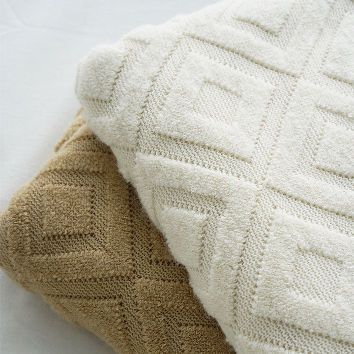 Textured Fringe Knit Throw Blanket